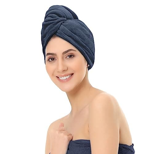 Sassoon Venir Microfiber Hair Wrap Towel for Women (Denim Color, Free Size) with Smooth Texture Super Absorbent Quick Dry Hair Turban for Drying Hair