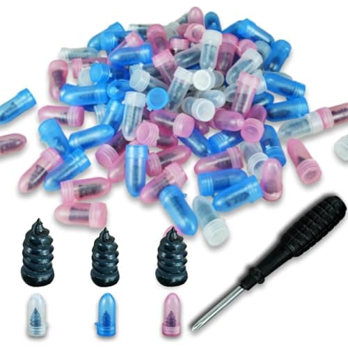Qicfrk 100 Pcs Tire Repair Rubber Nail Tire Repair Screws Vacuum Tire Repair Nail Tire Screws Plugs 3 Size with Screwdriver SelfService Tire Screw Plug Repair Kit Fast Tool for tire Puncture Repair