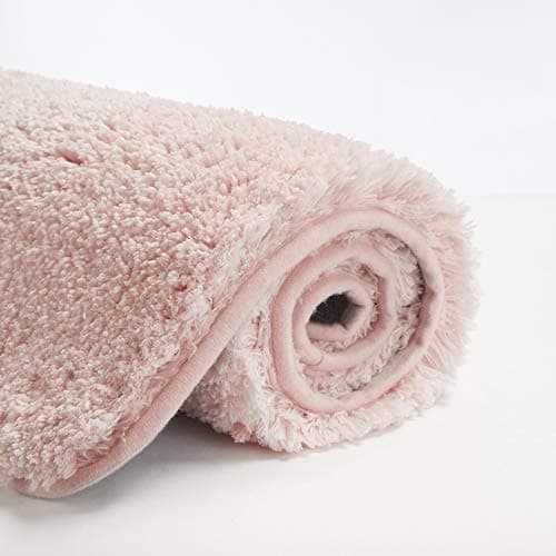 Suchtale Non Slip Bath Mat 20 x 32 Dusty Pink Water Absorbent Soft Microfiber Shaggy Bathroom Rug Machine Washable Thick Plush Shower Mat