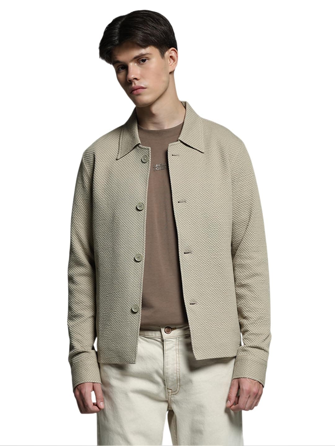 Jack & Jones Men Regular Fit Beige Jacket