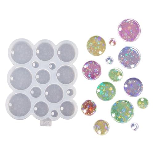 Angel Wings Mini Circle Silicone Mold Shiny Holographic Round Circle Resin Earring Molds Different Sizes 1cm 15cm 2cm 25cm 3cm for DIY Keychain Jewelry Crafts Silicone Epoxy Mould