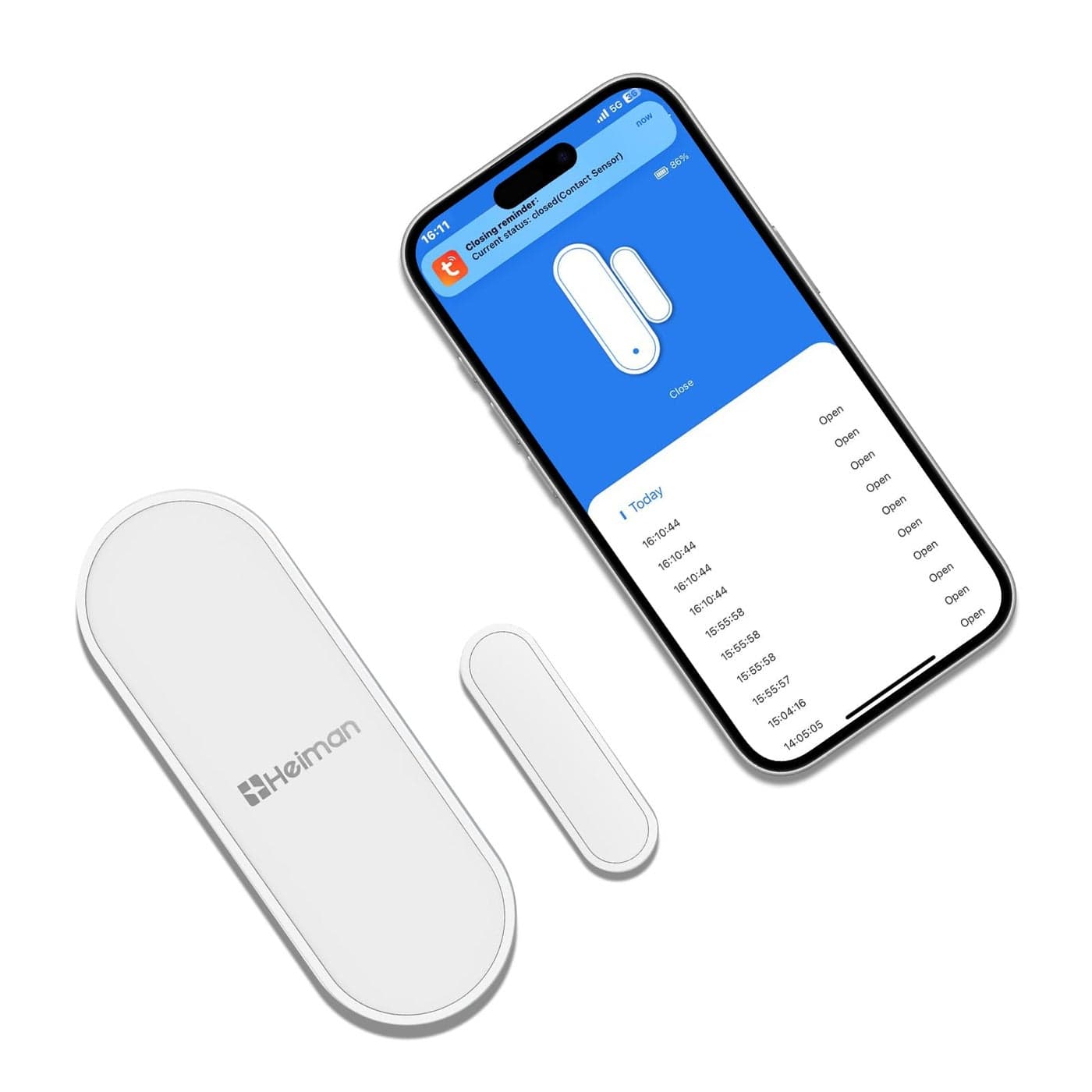 Heiman Window Door Alarms When Opened WiFi Door Chime Sensor Contact Sensor for Home Security Smart Wireless Magnetic Door Open Detector APP Notification Compatible with Alexa Google Assistant
