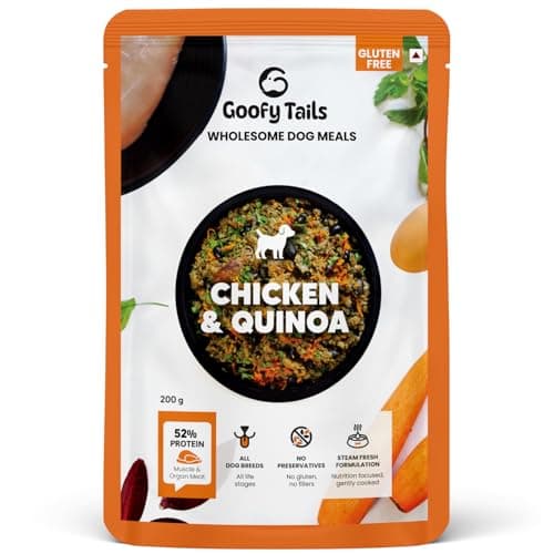 Goofy Tails Chicken & Quinoa Wet Dog Food 3 Kg (200g X 15 Pack), Wholesome, Human Grade, Preservative & Gluten Free, Taste Booster & Food Topper
