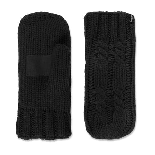 isotoner Women's Touchscreen Double Knit Mitten Gloves, Black, One Size
