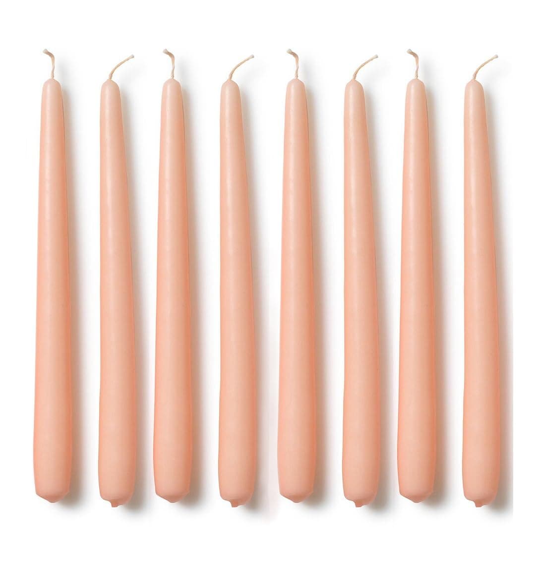 LUCES Paraffin Wax Peach Tall Taper Stick Candles Pillar Smokeless Dripless Scented for Party Home Dinner Table Decor Set of 8 Burn Time 8 Hour
