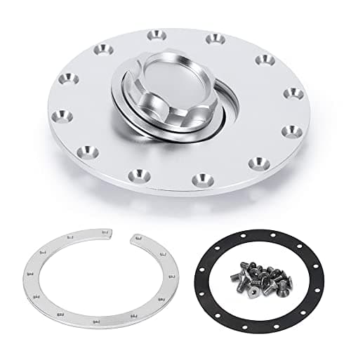 PTNHZ Universal Billet Aluminum Fuel Cell Cap Embedded Auxiliary Oil Tank Cover Flush Mount With 12 Hole Cell Bung and Gasket