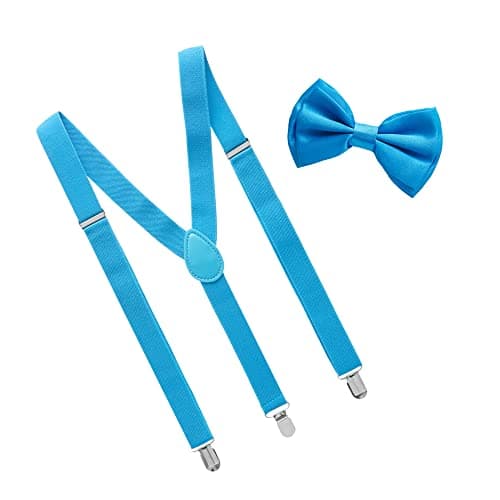 Man of Men Blue Bow Ties for Men, Baby Blue Bow Tie and Suspenders for Men, Men’s Bow Ties and Blue Suspenders for Wedding, Kentucky Derby, Light Blue Bow Tie and Suspenders, Tirantes Para Hombre