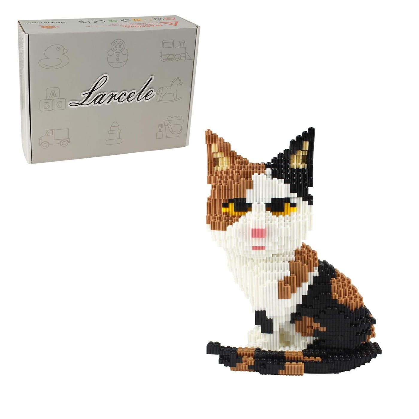 Larcele 4848 Pieces Calico Cat Micro Building Blocks Animal Mini Building Toy Bricks KLJM02 Model 2842
