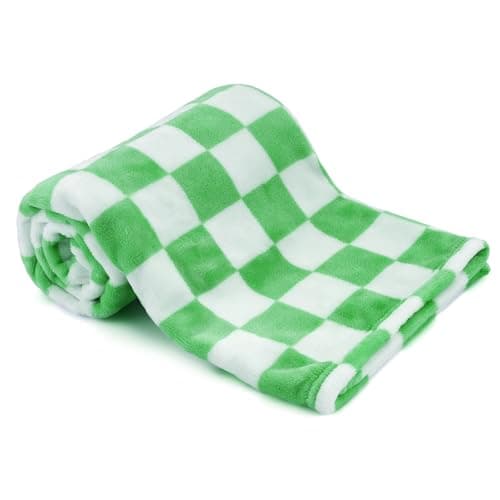 GreatBba Plush Checkered Baby Blanket for Boys Girls Nursery 3040 Warm Short Fleece Blanket Neutral for Infant Newborn Small Fuzzy for Sleeping Chenille or Stroller GreenWhite