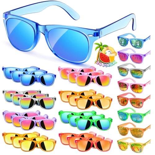 Kids Sunglasses Bulk Party Favors 24Packs Boys Girls Sunglasses for Kids Age 38 Neon Sunglass with UV400 Protection Goodie Bags Stuffers for Kid Birthday Party Supplies End of Year Student Gifts