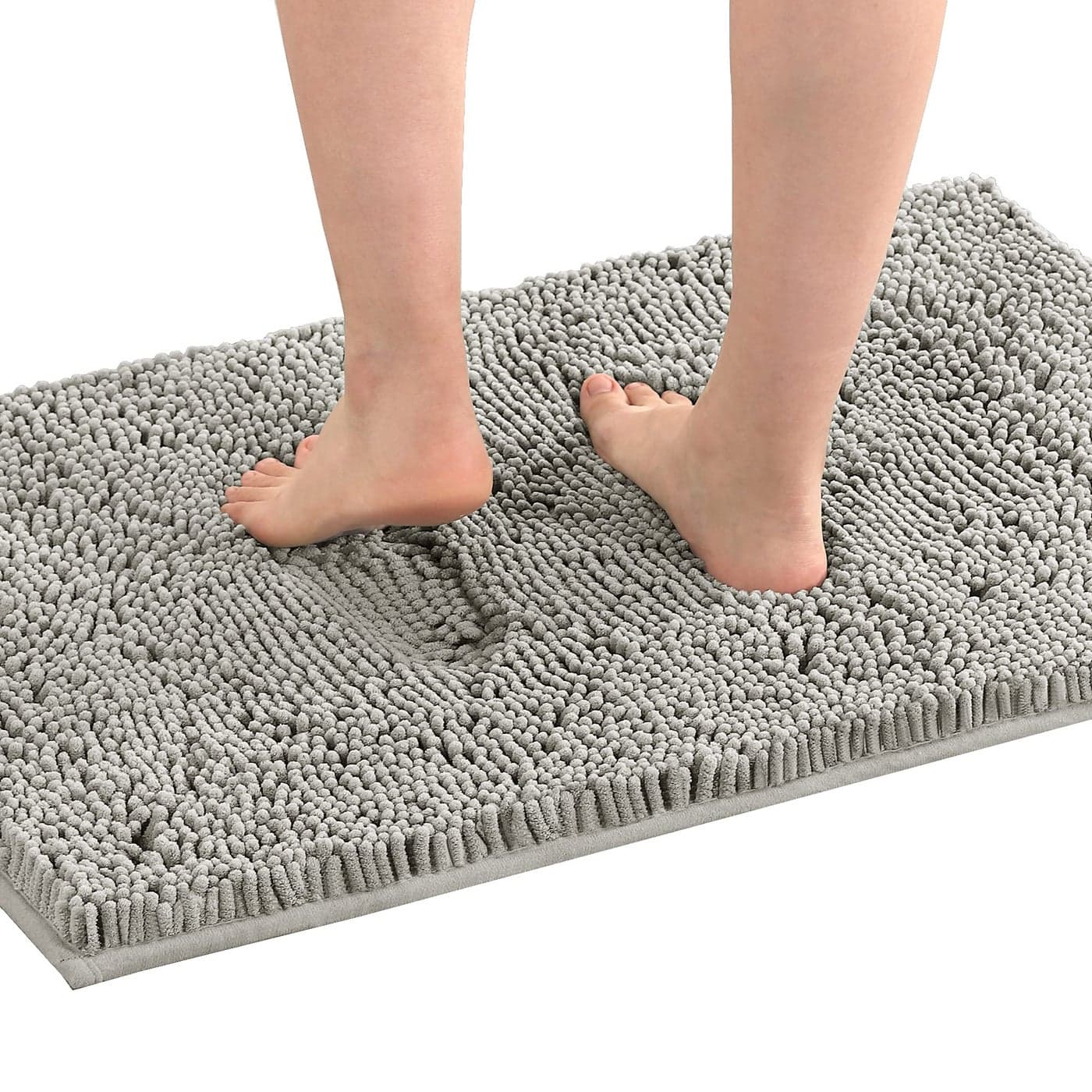 HVERSAILTEX Bath Mat Bath Rug for Bathroom Luxury Chenille Bathroom Rug Mat Extra Soft and Absorbent Microfiber Shaggy Rugs Non Slip Rug Quick Dry Bath Mat Washable 24 x 36 Inches Dove Gray