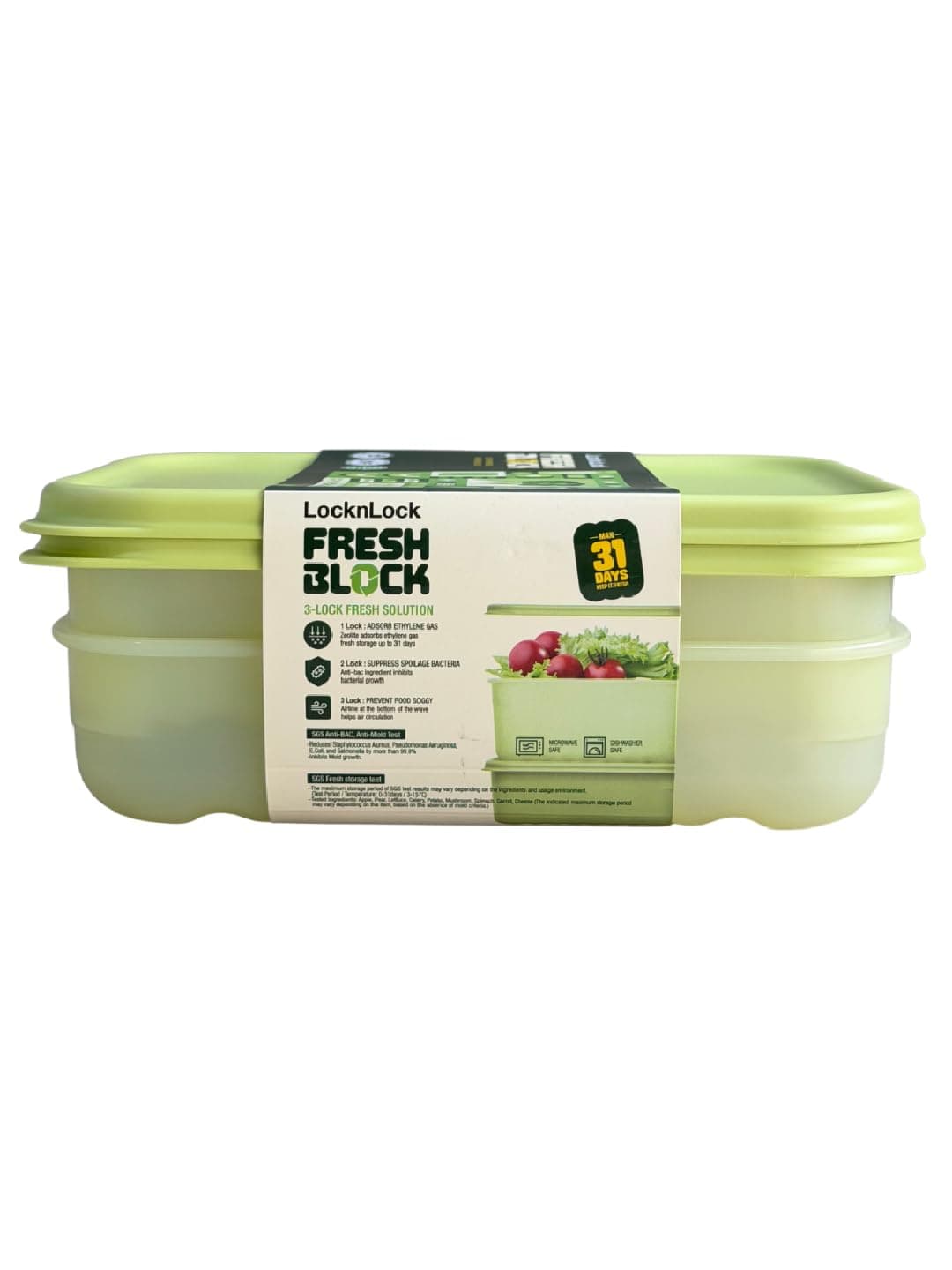 LocknLock Fresh Block SmartKeep Fresh Food Storage Container 760ml Set of 2 | Produce Saver Box for Fruits & Vegetables | BPA Free Freshness Keeper with Zeolite Technology