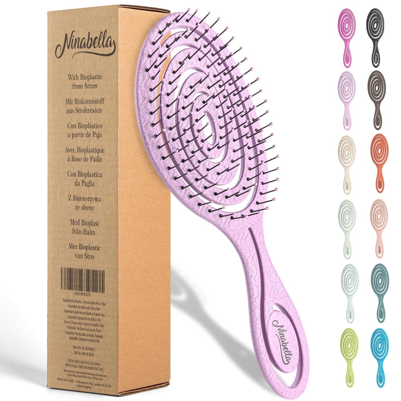 Ninabella Detangling Hair Brush for Women Men Does not Pull Straightening Brushes for Straight Curly Wet Hair Unique Spiral Hairbrush Pink