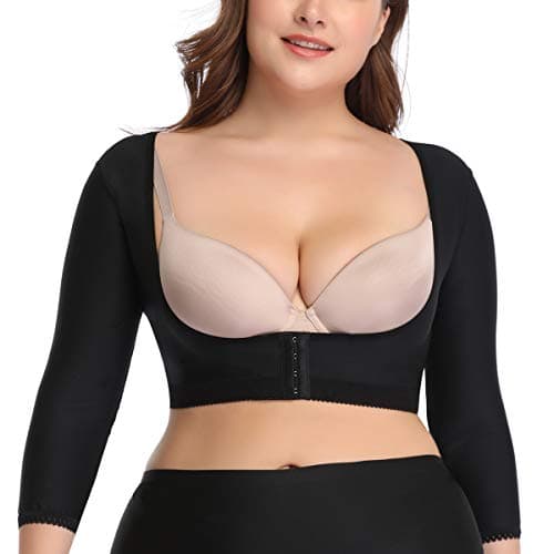 woahee Women's Arm Shaper Plus Size Arm Faja Compression Sleeve Garment Post Surgical Arm Shapewear Black Medium
