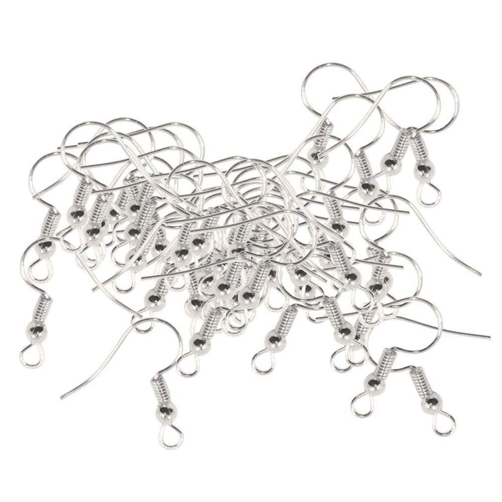 Metal Jewellery Making Earring Hooks for Jewellery Making (Silver, 200)