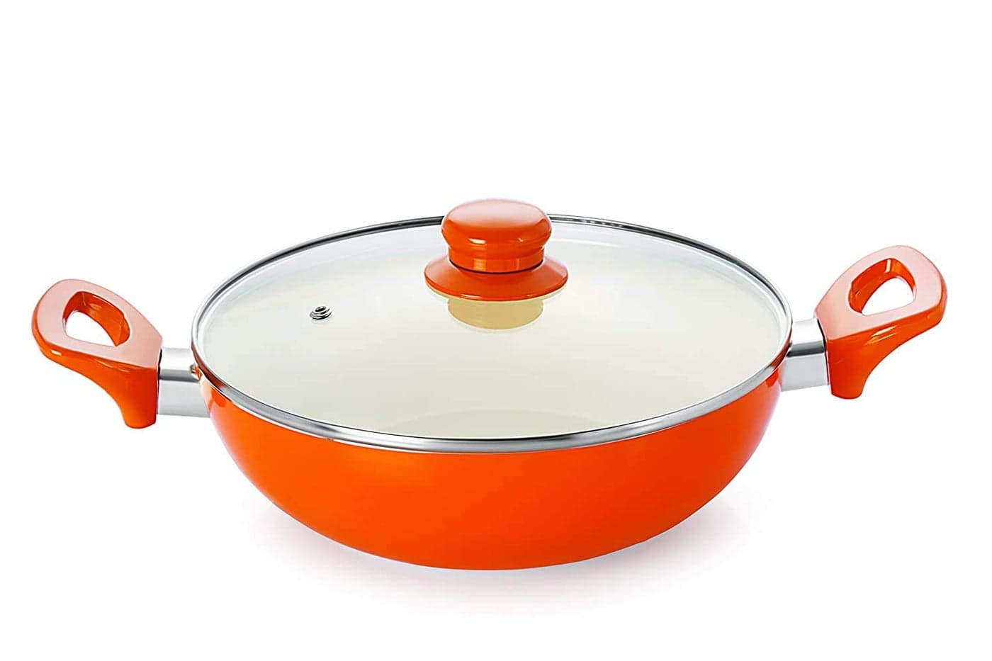 Nirlon Non-Stick Induction Ceramic Kadhai, Orange