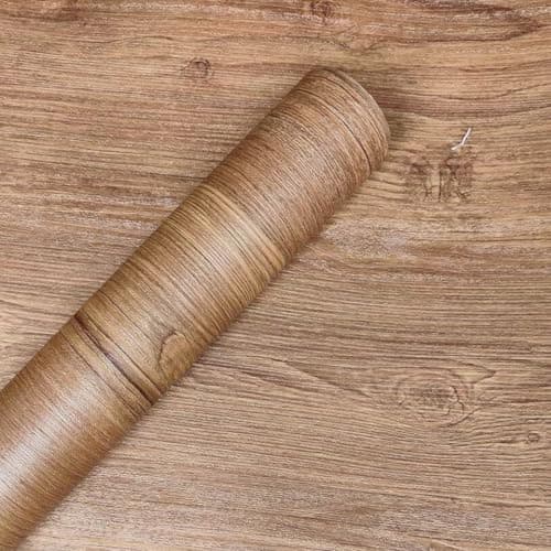 HAPPYMATES Self Adhesive Wood Grain Vinyl Wallpaper Stickers Home Adhesive Wallpaper Waterproof Bedroom Wood Grain Contact Paper Wall Stickers Rolls for Home,Kitchen (24 X 48 Inch, American Wood)