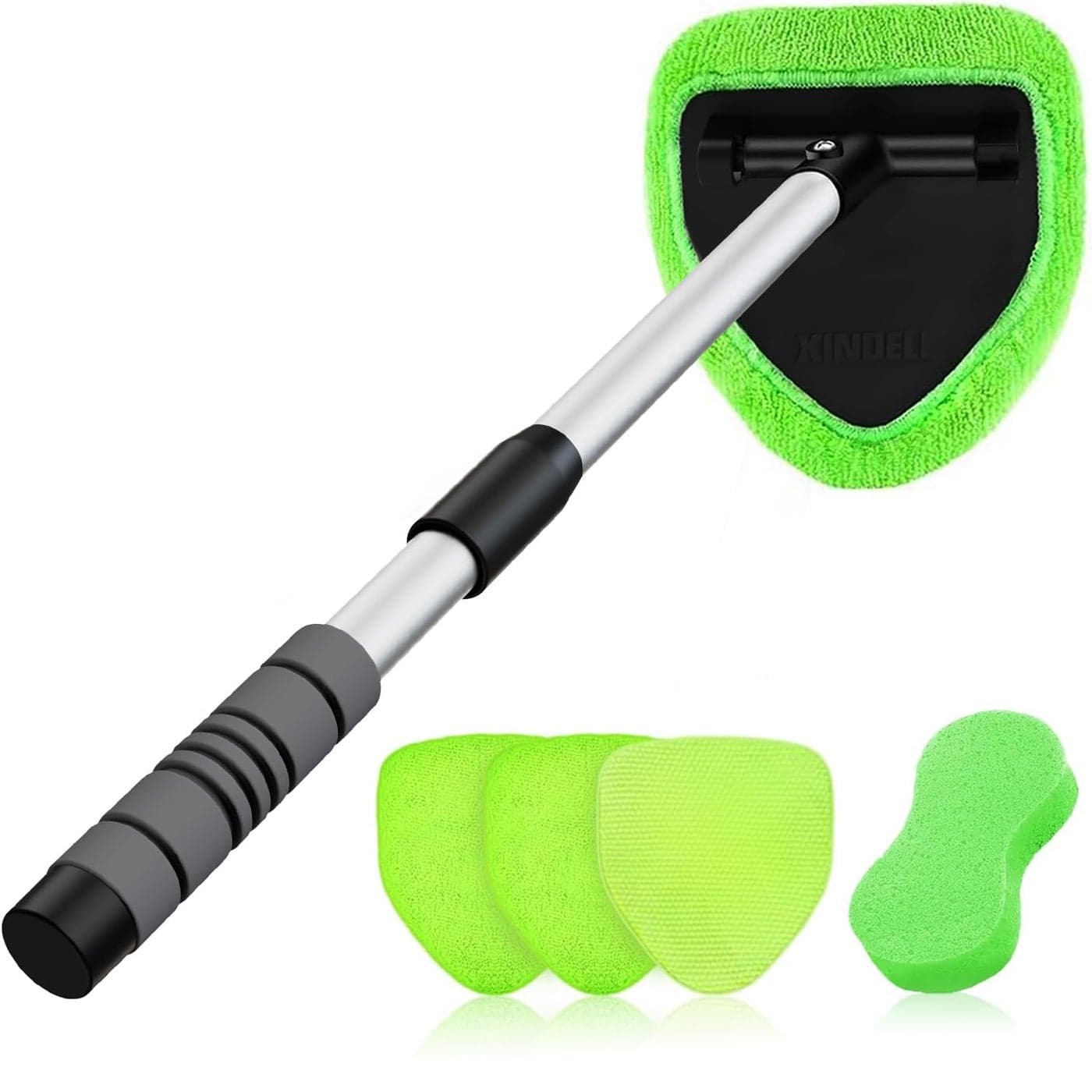 XINDELL 24inch Windshield Cleaner Tool Upgrade Large Head Car InteriorExterior Window Cleaning Kit with Extendable Handle 4 Microfiber Pads Auto Wiper Brush for Car Trucks SUVs RVs Home