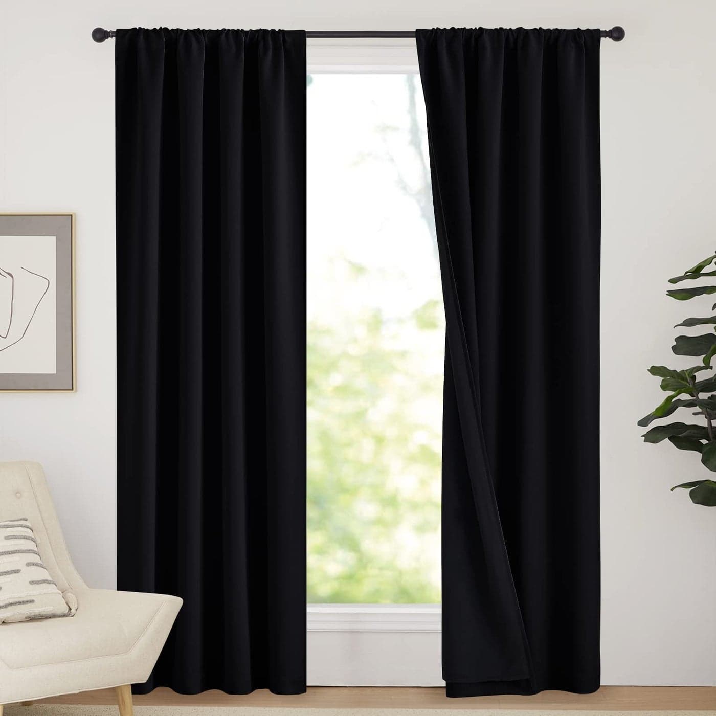NICETOWN HighEnd Thermal Curtains Full Blackout Curtains 84 Inches Long for Dining Room Soundproof Window Treatment Drapes for Hall Room Black 42 inches Wide Per Panel Set of 2 Panels