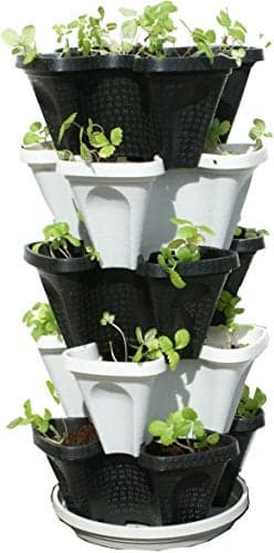 5 Tier Black & Grey Stackable Strawberry Garden - Vertical Gardening Planter Set