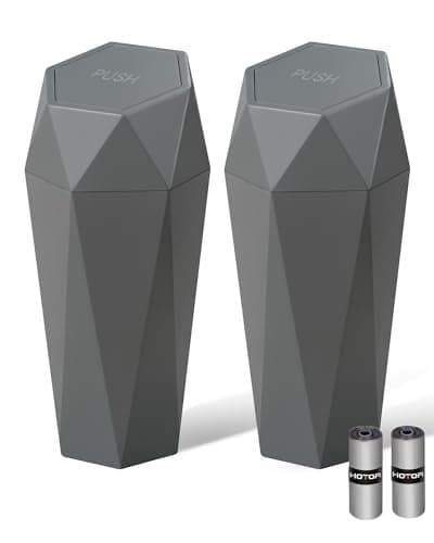 HOTOR Car Trash Can with Lid 2 Pack Car Accessories for Interior Leakproof Vehicle Garbage Can with 30 Attached Trash Bags Multipurpose Organizers and Storage for Home Office Dark Grey