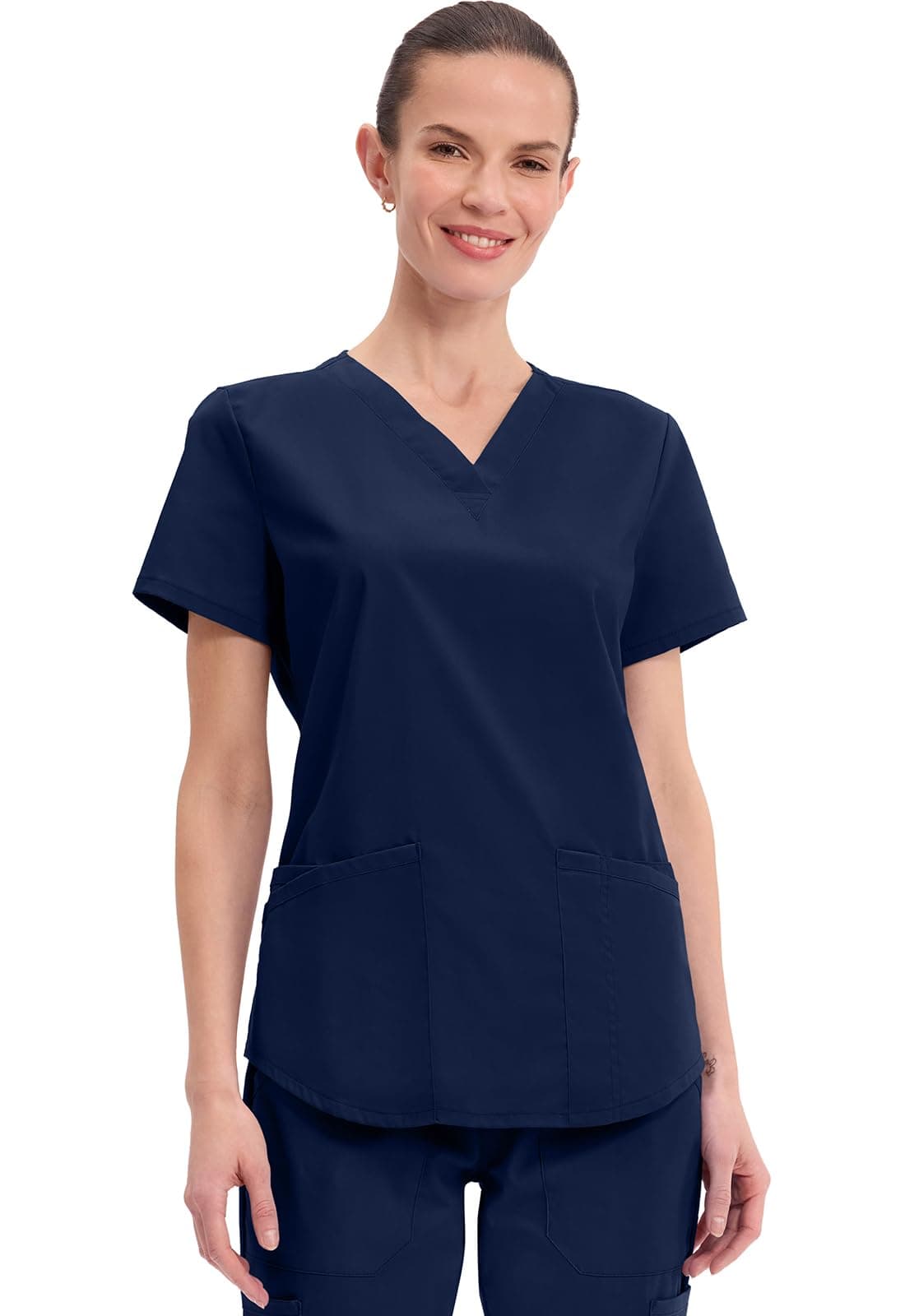 CHEROKEE Workwear Professionals Women Scrubs Top V-Neck WW665, XS, Navy