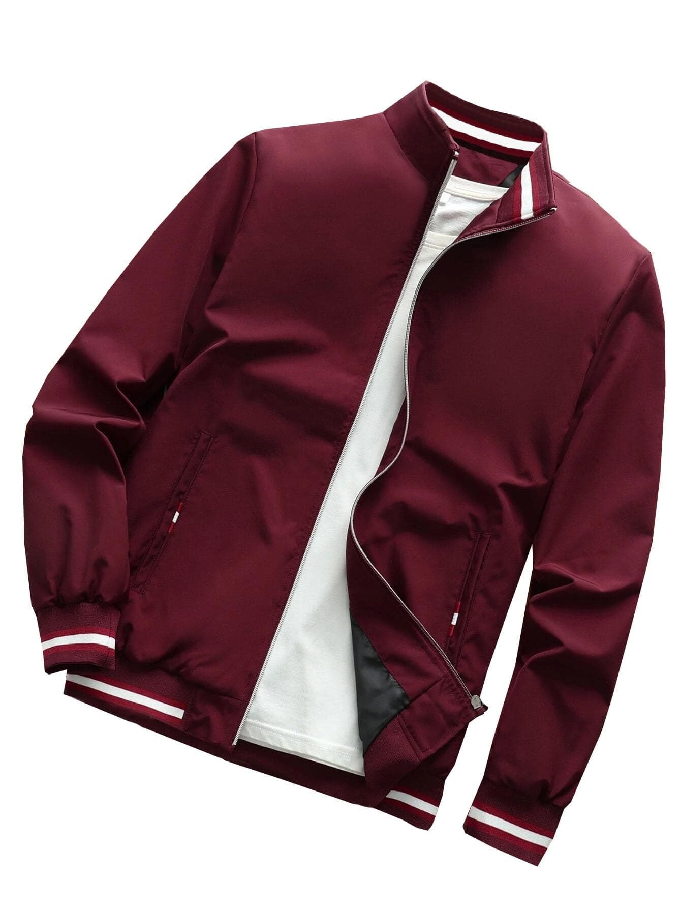 TAGAS Men's Bomber Polyester Short Length Jacket Wine Large