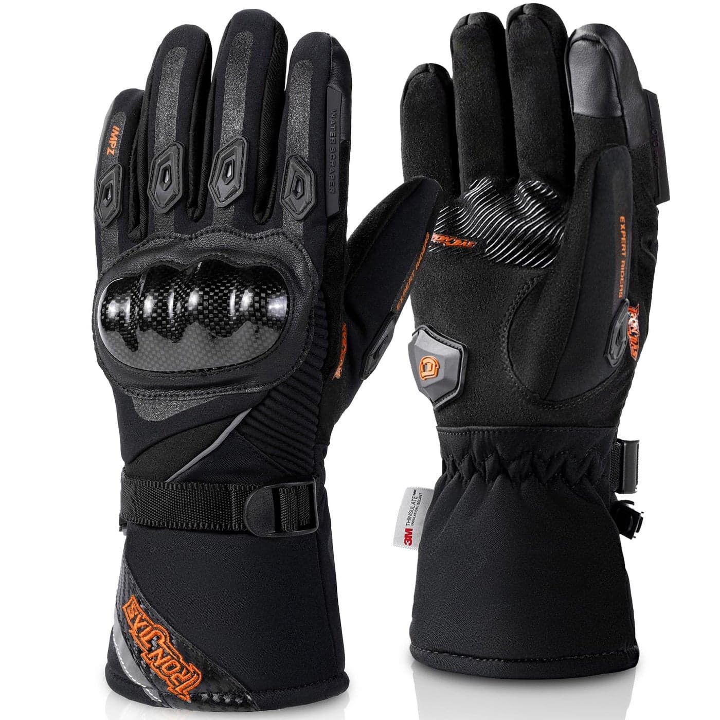 BORLENI Winter Motorcycle Gloves Waterproof Motorcycle Riding Gloves Warm Windproof Motorcycle Gloves for Men WomenBlackXLarge