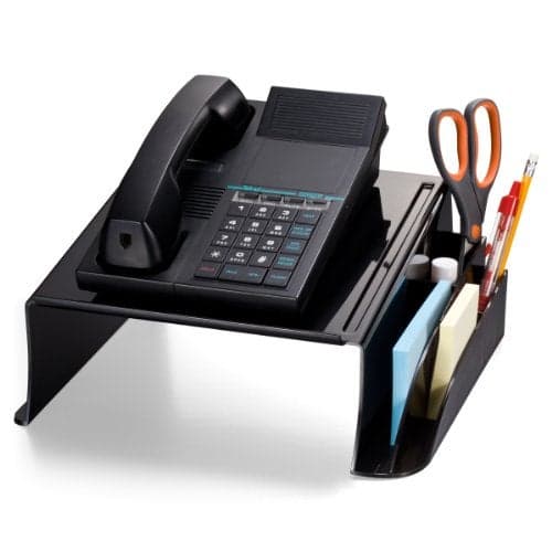 Officemate Telephone Stand Laptop Stand Black Plastic Computer Riser Laptops Elevator for Desk 125 x 10 125 x 525 Inches Black 21522
