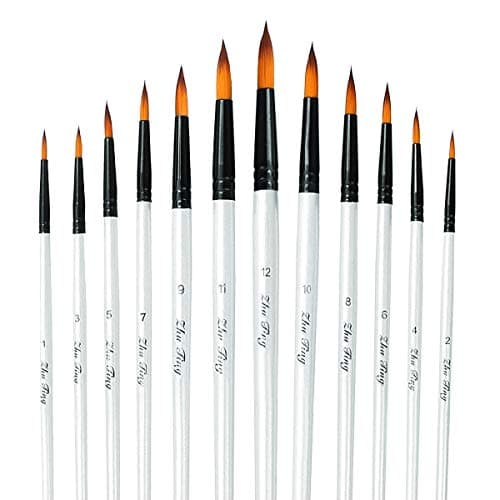 Acrylic Paint Brushes Set 12pcs Professional RoundPointed Tip Artist Paintbrushes for Acrylic Watercolor Oil Painting Face Body Nail Art Crafts Canvas Rock Shoes Miniature Model Fine Detail