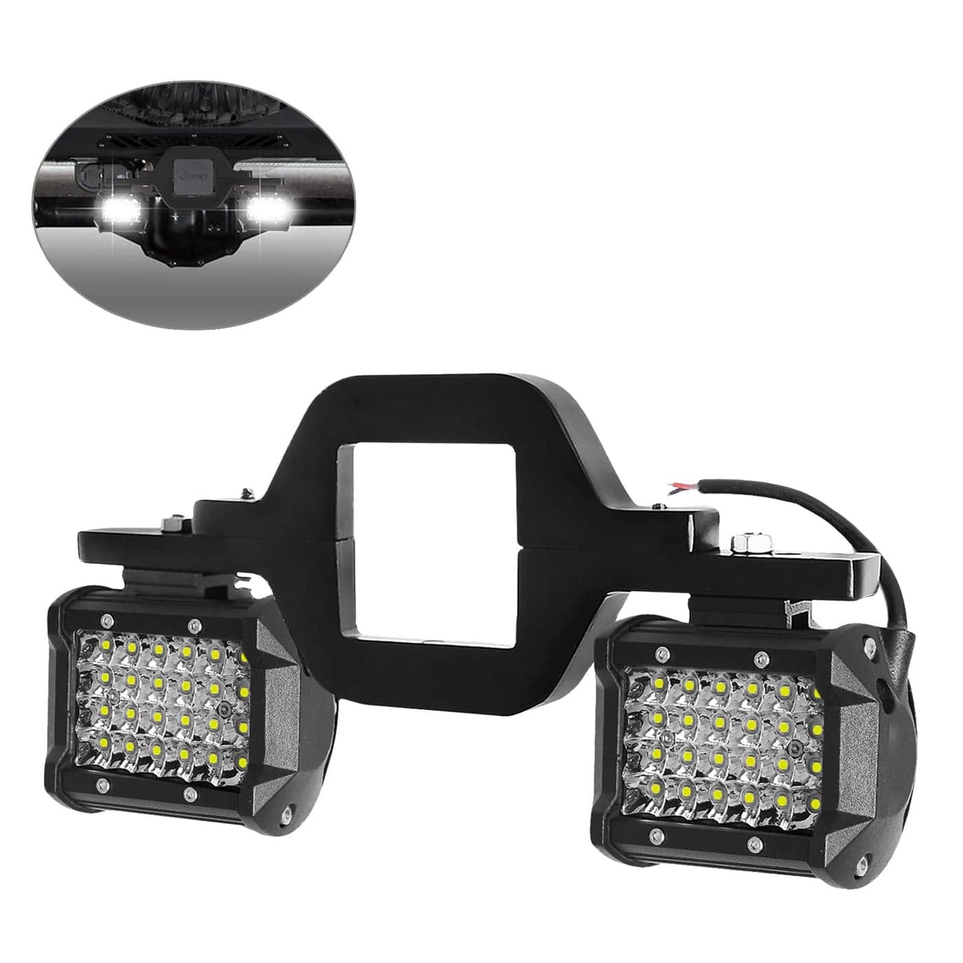 Compatible for 4Row Hitch LED Lights with 25 Inch Tow Hitch Mounting Bracket 4 Inch 72W LED Work Light Pods Quad Row OffRoad Driving LED Bar for Truck Trailer SUV Pickup