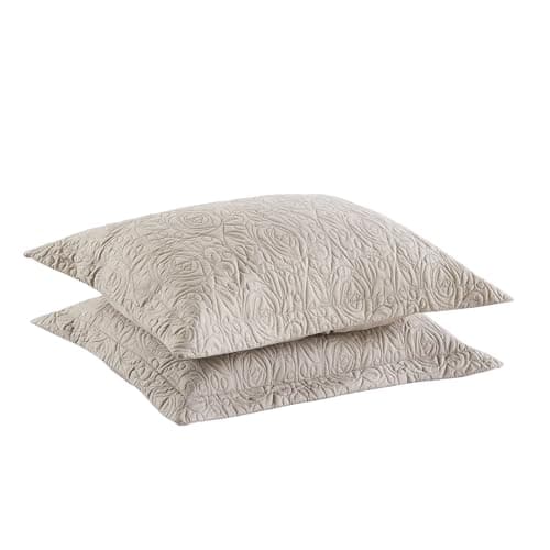 MarCielo 2 Pieces Microfiber Quilted Pillow Shams Soft Pillow Covers with Envelope Closure Standard Size(Taupe)