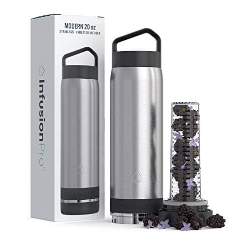 Infusion Pro Fruit Infuser Water Bottle - Vacuum Insulated (20 oz) Stainless Steel : Fruit Infusion Recipe eBook : Bottom Loading for More Flavor : Easy Cleaning : Great Gift