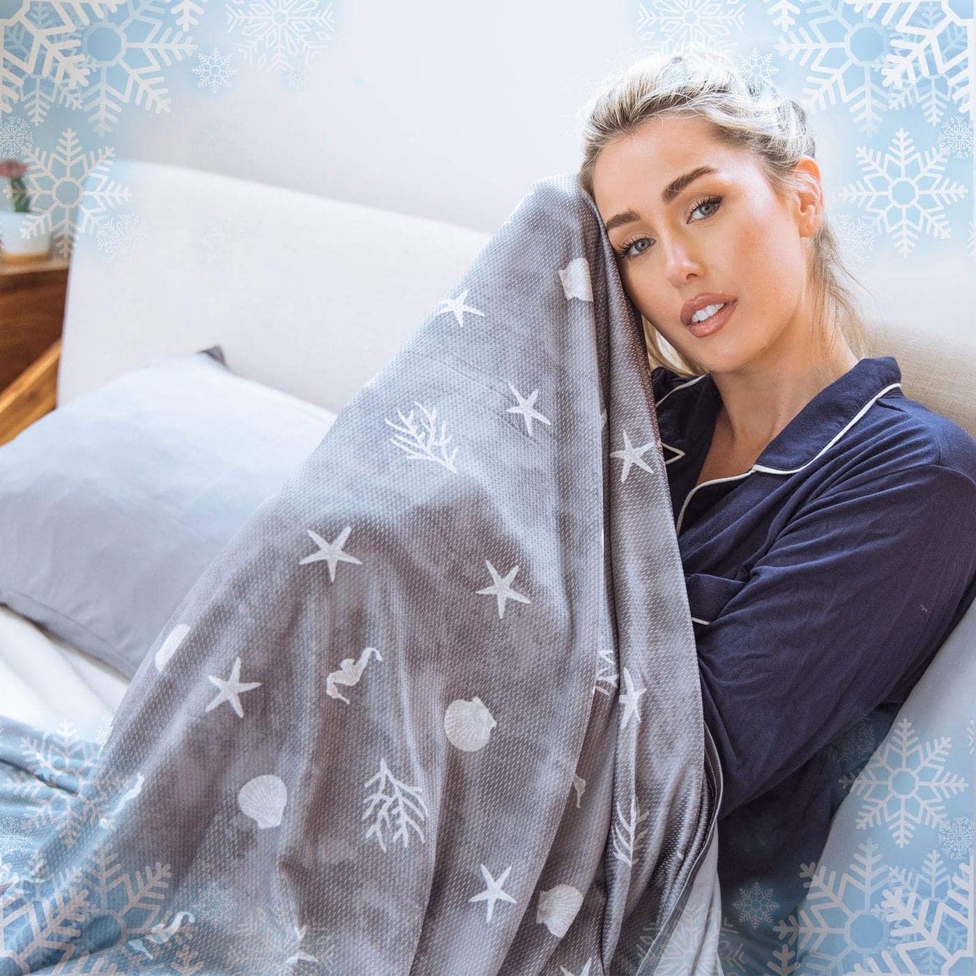 Ailemei Direct Cooling Throw Blanket with Double Sided Cold Effect, Lightweight Breathable Summer Coastal Theme Bed Blanket, Transfer Heat to Keep Body Cool for Hot Sleepers Night Sweats,50"x70"