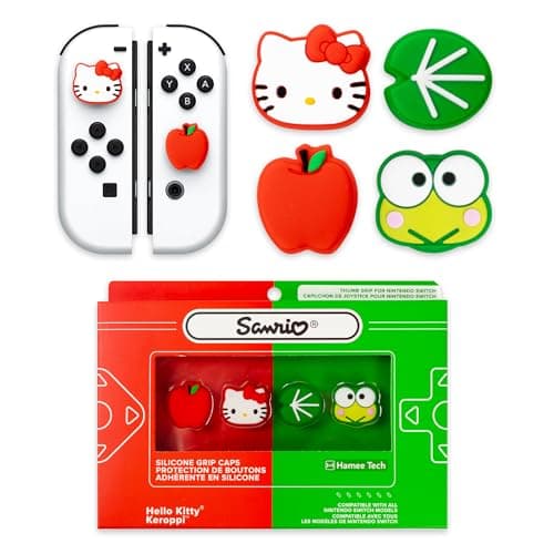 Hamee Hello Kitty and Friends Thumb Grips Compatible with Nintendo Switch OLED/Switch Lite, Character Analog Soft Anti-Slip Silicone Joystick Grip Cover Caps – Hello Kitty and Keroppi