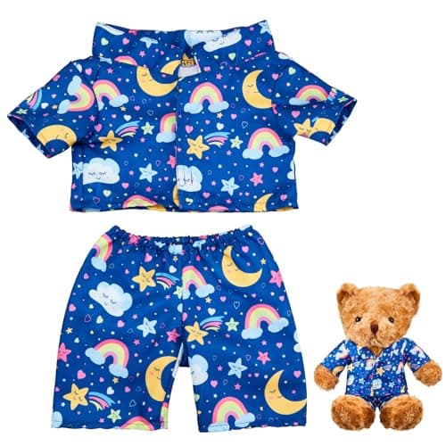 Bunnycool 2 Pcs PJs Bear Clothes Outfit Fit Most 1216 Inch Bears Stuffed Clothes Pajamas Plushy for Stuffed Pre Kindergarten ToysBluePajamas