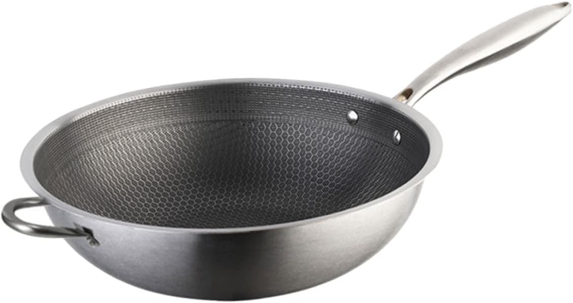 MORADIYA FRESH (LABEL) Fry Pan | Chinese Non-Stick Frying Pan Honeycomb Frying pan with Handle | Induction Base Frying Pan| Kitchenware Big Loya Cookware Use for Kitchen_36 CM