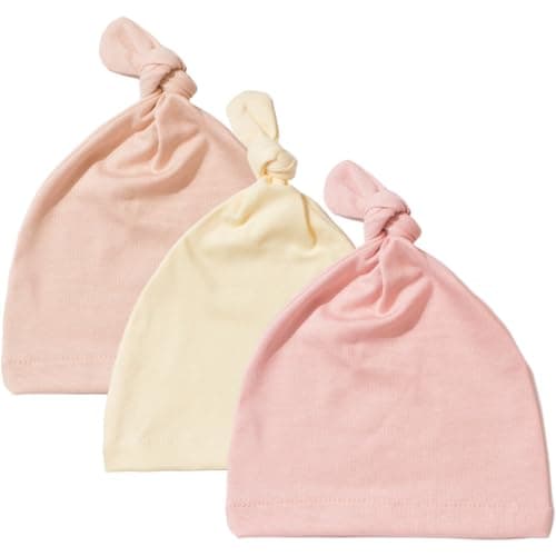 SNOWIE SOFT® 3Pcs Baby Beanies Soft Cotton Newborn Warm Hats Cute Soft Beanies for 0-6 Months Baby Girls Boys Infant Winter Caps Baby Infant Newborns Shower Gift Multicolour