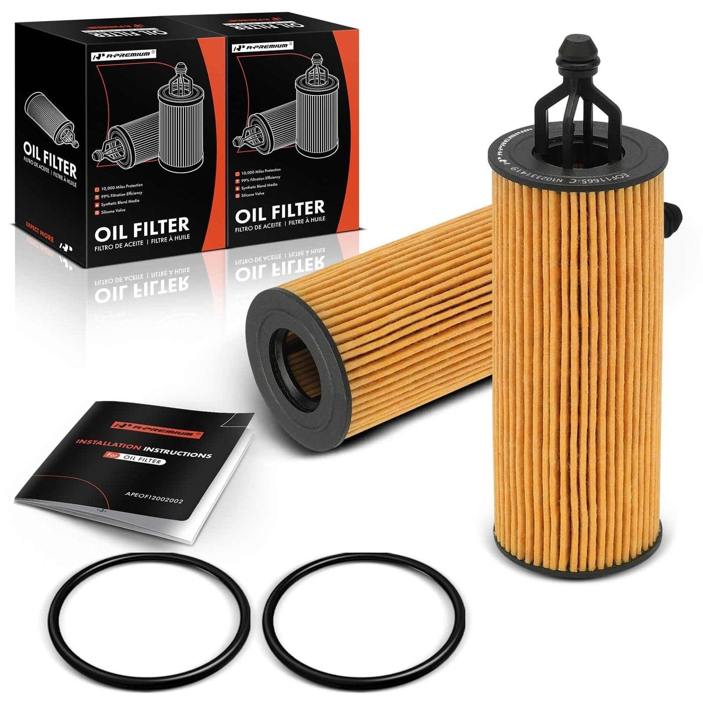 APremium 2PC 10K Miles Protection Oil Filter Compatible with Ram 1500 1500 Classic Jeep Grand Cherokee Wrangler Dodge Grand Caravan Charger Journey Chrysler Town Country Volkswagen