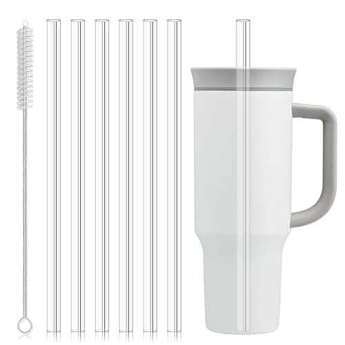Axlksia 6 Pcs Replacement Straws for Owala 40oz Tumbler, Reusable Clear Straws with Cleaning Brush Compatible with Owala Water Bottle Cup Mug Accessories
