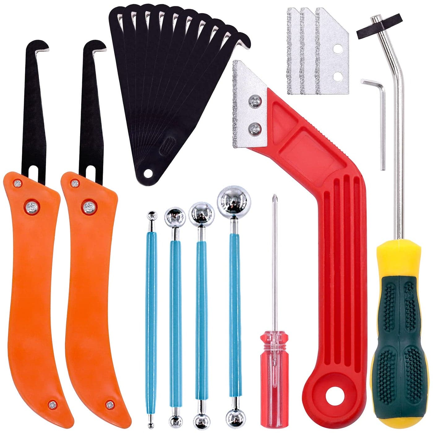 Keadic 22 Pcs Grout Removal Tool Set Contains Grout Saw Grouts Hand Saw with 8 Diamond Surface Blades Tile Joint Cleaning Brush Caulking Edge Tool Grout Cleaner for Joints Seams Corner