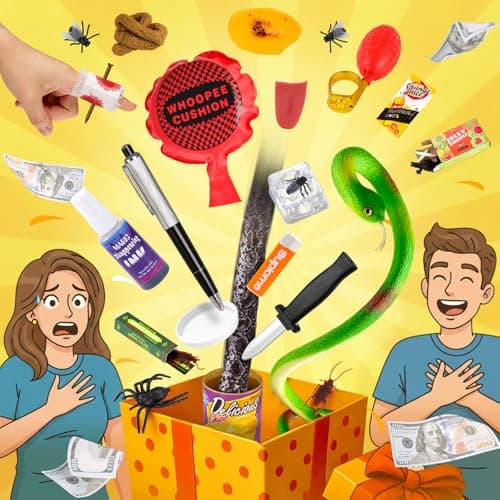 LovesTown Prank Kit 25 PCS Fun Novelty Prank Sets for Kids Adults Classic Gag Gifts Toys Goodie Bag Stuffers for Party Favors April Fools Birthdays Party Props