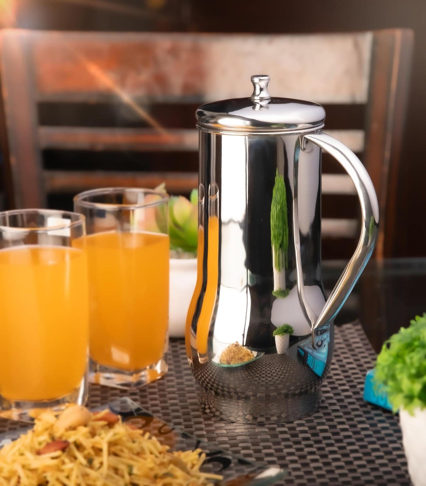 FNS Magnum Stainless Steel Strong and Durable Water Pitcher/Jug | Rust-Resistant | Ideal for Water Storage | Dishwasher Safe | Elegant Design | Perfect for Home and Events (1.2Liters)