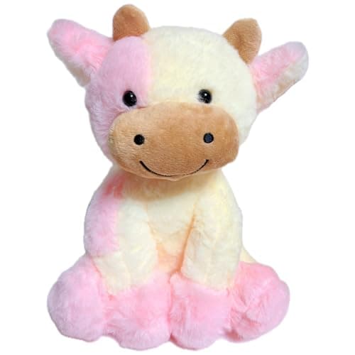 BSVOME 9 inches Cow Stuffed Animal Soft Plush Cute Cow Doll for Boys Girls (Pink Cow)