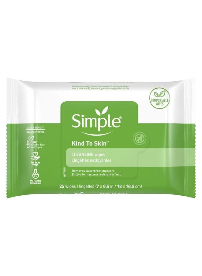 Simple Sensitive Skin Makeup Removing Cleansing Wipes No Harsh Chemicals 3 Packs of 25 Wipes
