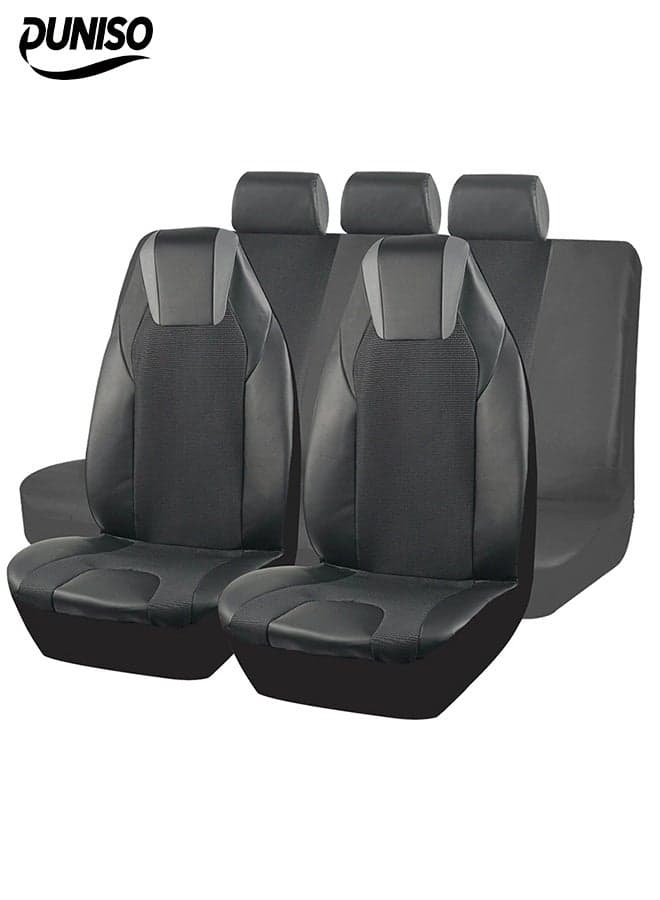 7 Pcs Car Seat Cover, Universal Fully Wrapped Seat Cushion, 5 Seats PVC Car Backrest Seat Cover, Wear Resistant And Anti Slip, Easy to Install,Suitable For All Seasons, Suitable For Most Car Seats