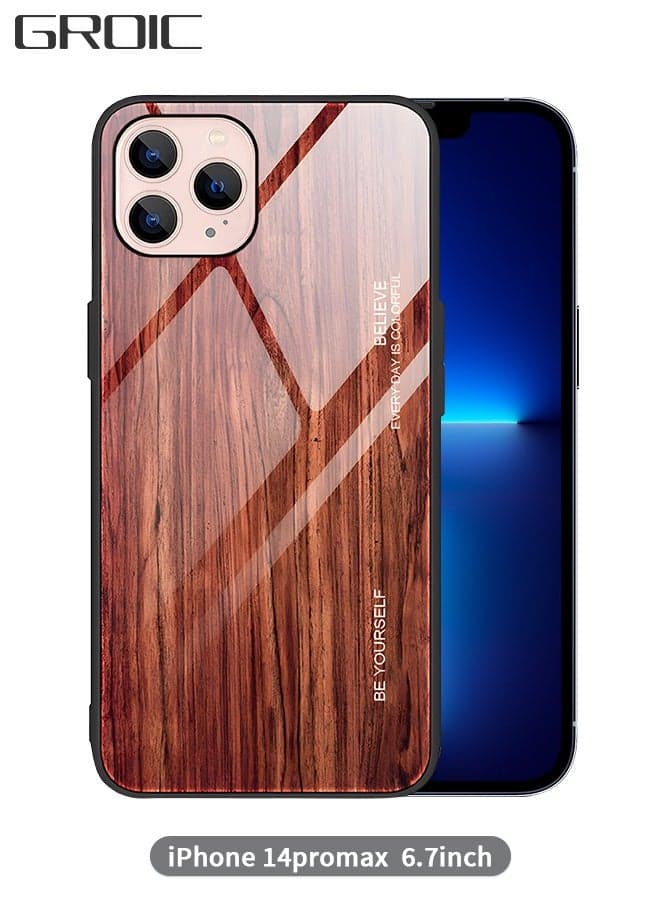 IPhone 14 Pro Max Case 6.7 Inch,Wood Grain Plexiglass Case,Fashion Cute Pattern Design Cover,Shockproof Anti-Scratch Protection Case for IPhone 14 Pro Max