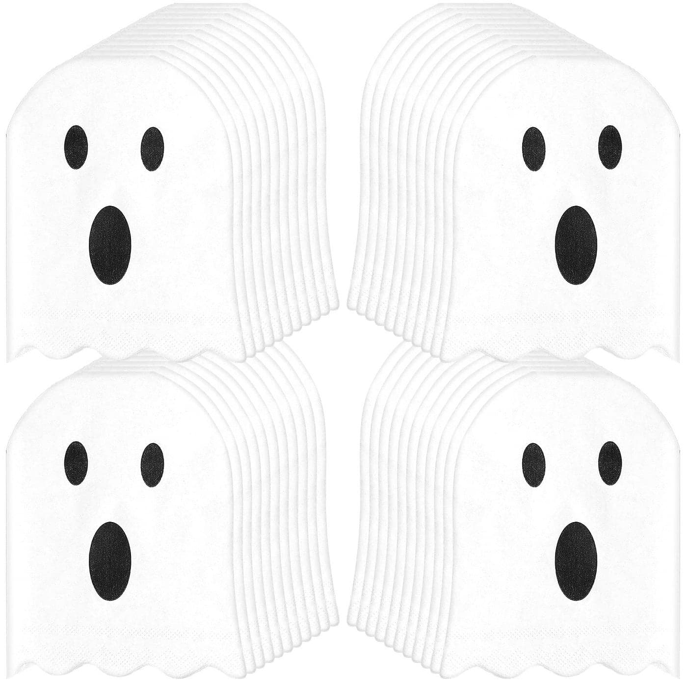 100 Pieces Ghost Napkins Halloween Napkins White Ghost Folded Halloween Napkins Disposable 2 Ply Halloween cocktail Napkins Tableware Decoration for Home Dinner Holiday Party SuppliesBasic