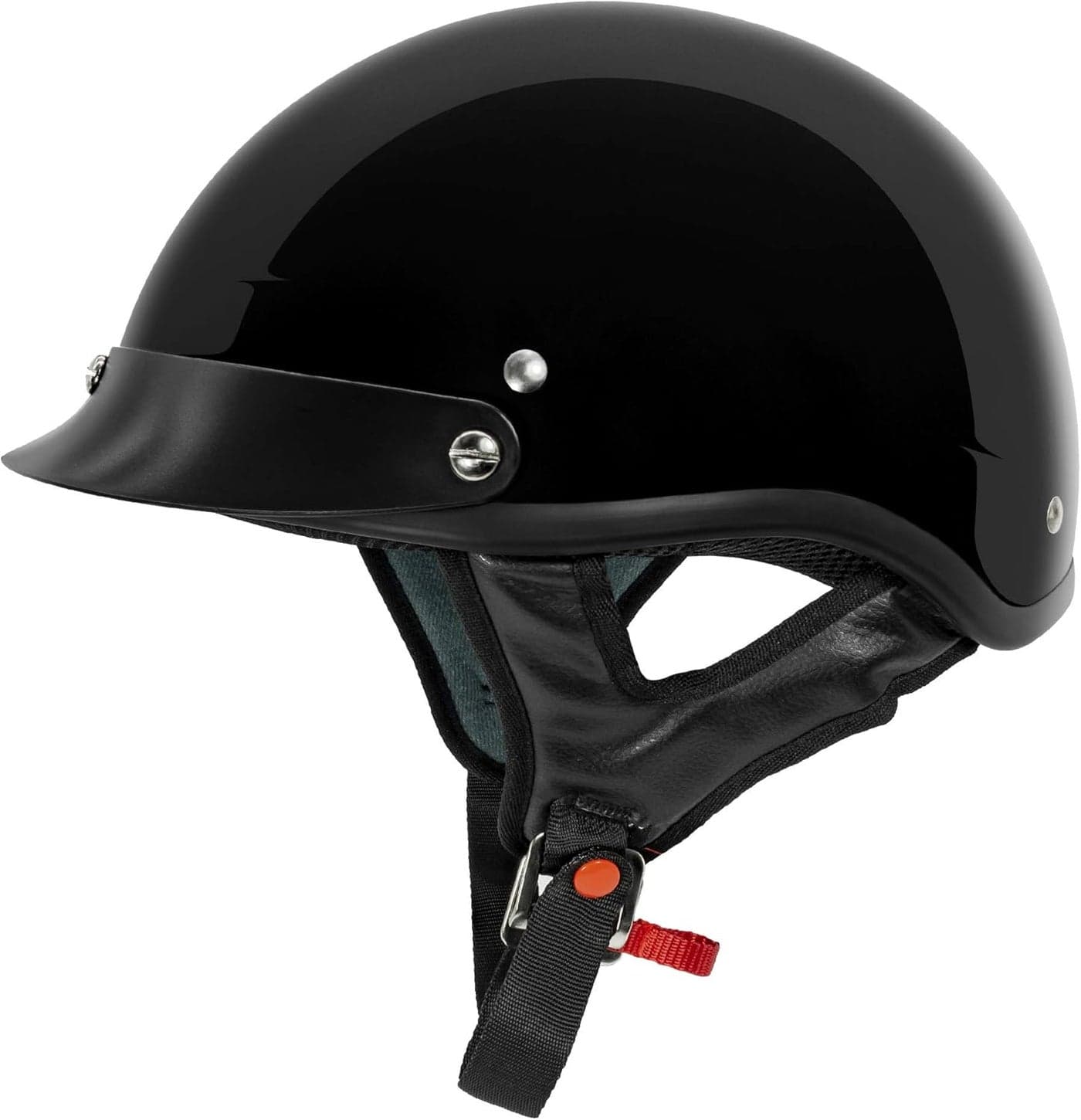 VCAN Cruiser Solid Half Face Motorcycle Helmet - Gloss Black