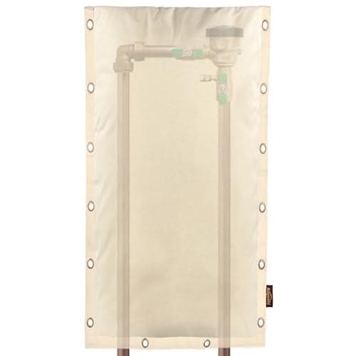 Angooni Upgraded 18" W x 34" H 3-Way Opening Backflow Insulation Cover Aluminum Foil (5℉) - Industrial 600D Winter-Freeze Backflow Covers for Outside, Anti-UV Water Well Pump Cover, Beige